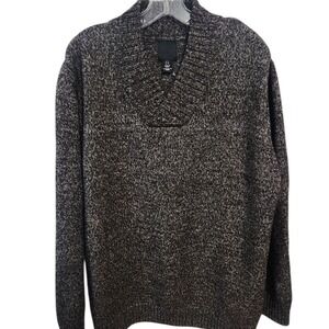 H&M Mens‎ Extra Large XL Shawl Neck Pullover Brown Knit Sweater